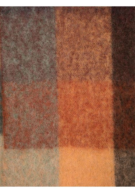 sciarpa mohair a quadri unisex castagna e gialla ACNE STUDIOS | CA0084BO9